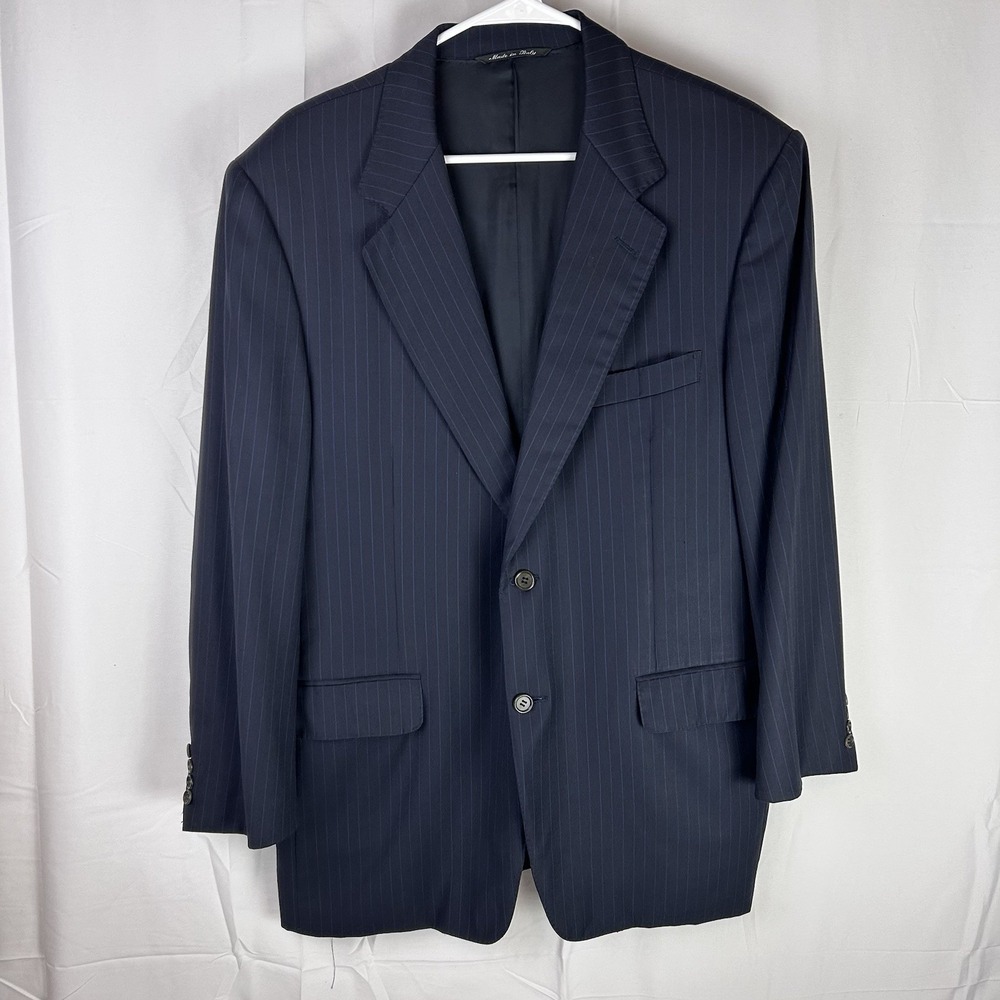 Canali Sport Coat Men 40 Blue Jacket Italian Wool Blazer Pin Stripe‎ Casual Suit